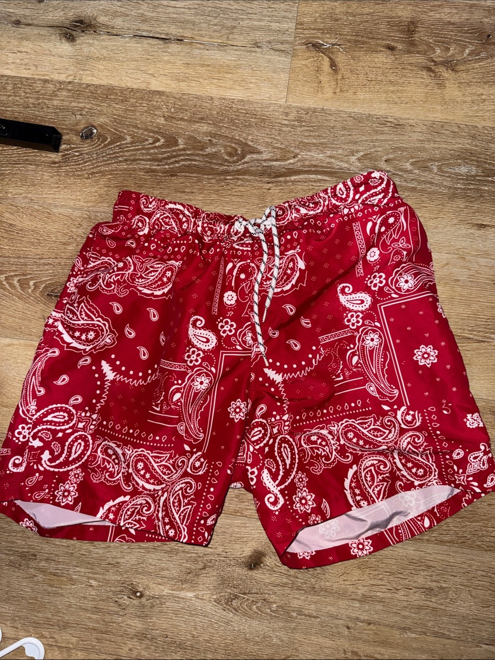 SHEIN Red Bandana Print Swim Shorts (super soft!)